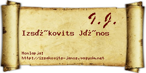 Izsákovits János névjegykártya